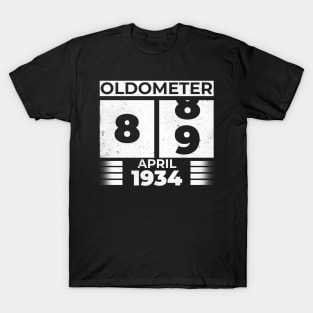 Oldometer 89 Years Old Born In April 1934 T-Shirt